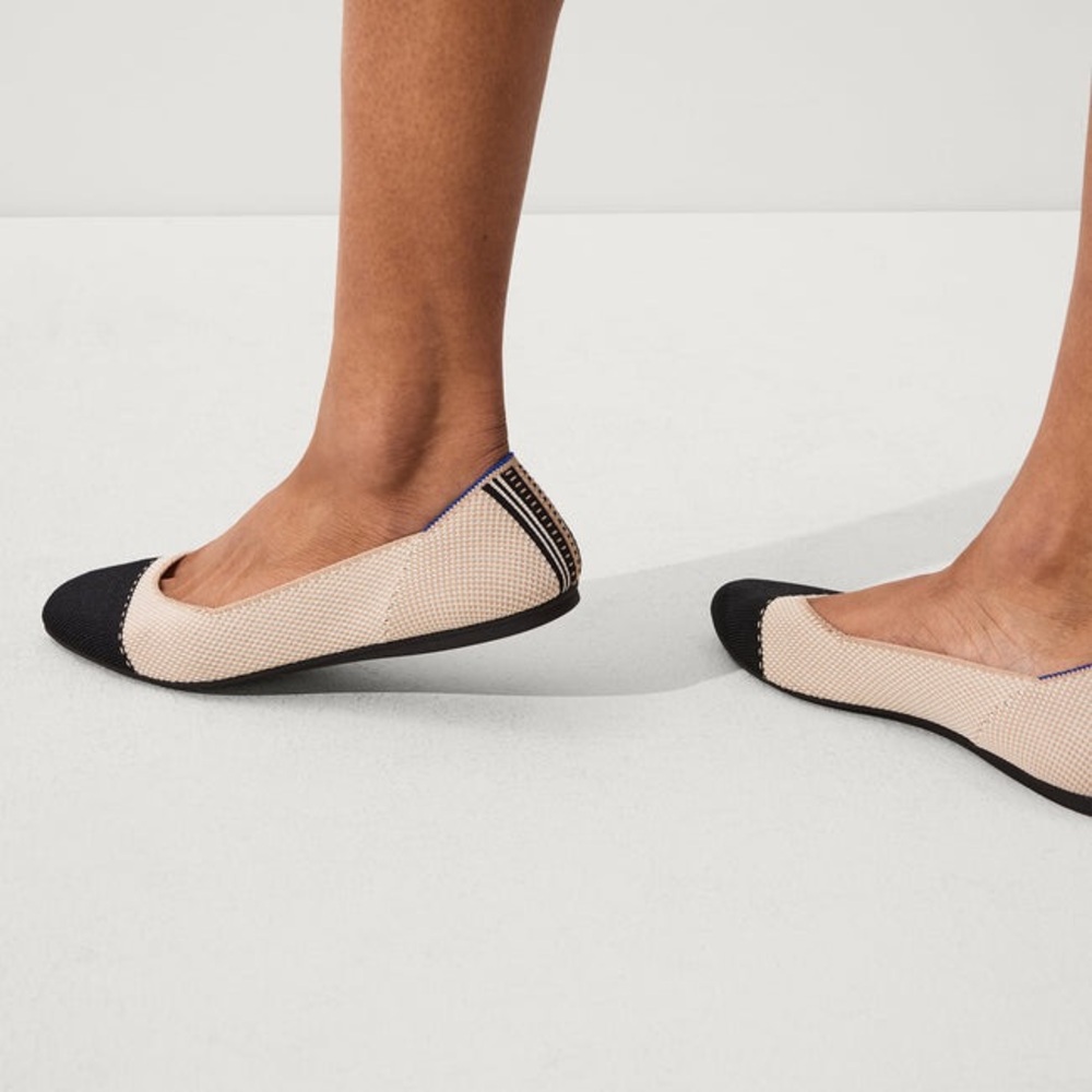 Rothy’s The Square Tuxedo Color Cream/black Knit Captoe Ballet Flats Size 8.5